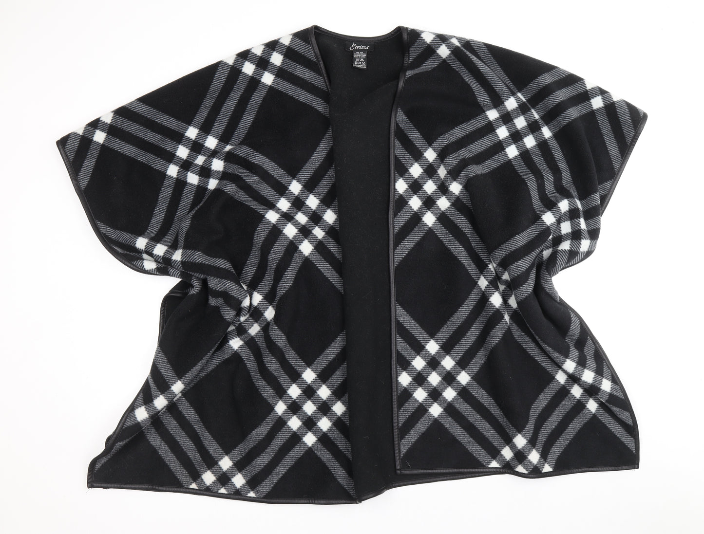 Evissa Womens Black V-Neck Plaid Polyester Cardigan Jumper One Size - Shawl