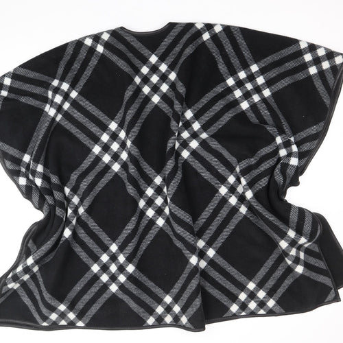 Evissa Womens Black V-Neck Plaid Polyester Cardigan Jumper One Size - Shawl