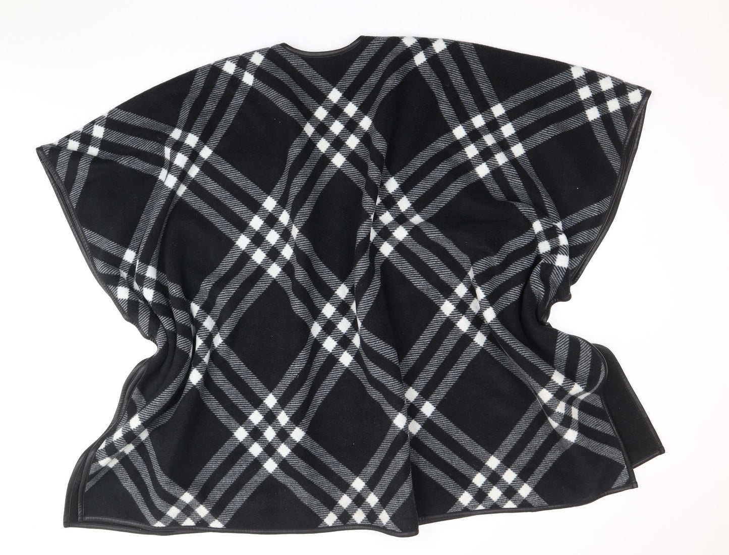 Evissa Womens Black V-Neck Plaid Polyester Cardigan Jumper One Size - Shawl