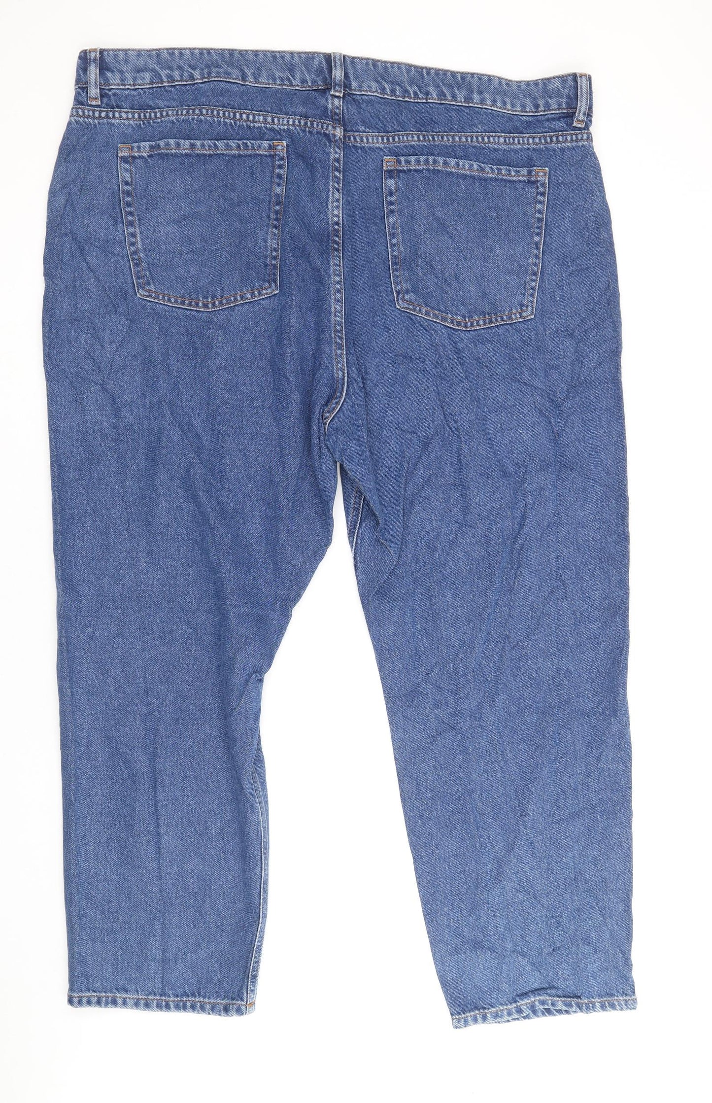 Per Una Womens Blue Cotton Straight Jeans Size 42 in Regular Zip