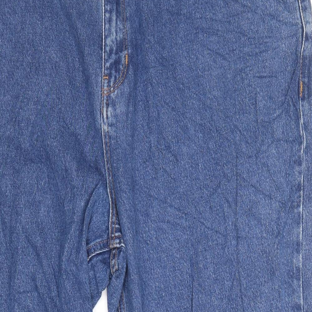 Per Una Womens Blue Cotton Straight Jeans Size 42 in Regular Zip