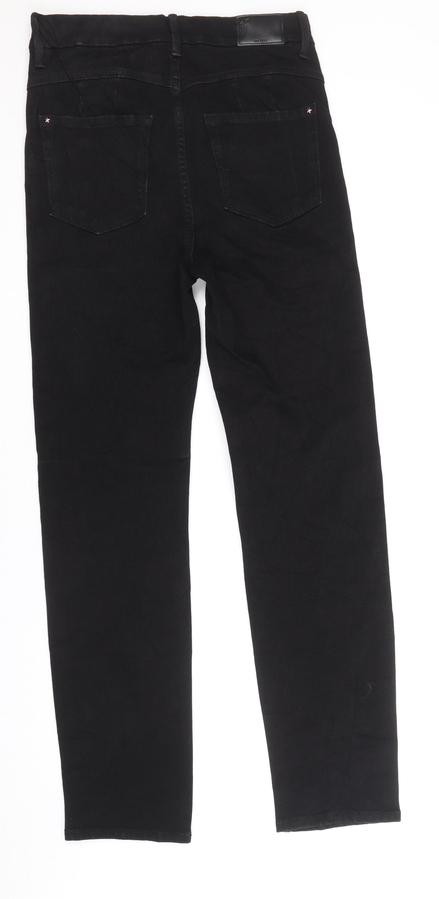 Marks and Spencer Womens Black Cotton Straight Jeans Size 10 Regular Zip