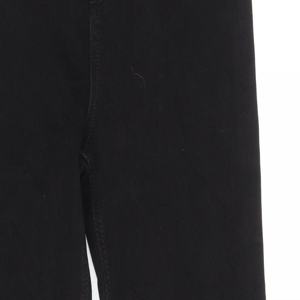Marks and Spencer Womens Black Cotton Straight Jeans Size 10 Regular Zip