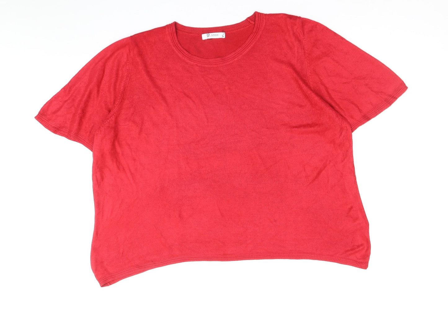 Marks and Spencer Womens Red Scoop Neck Acrylic Pullover Jumper Size 18