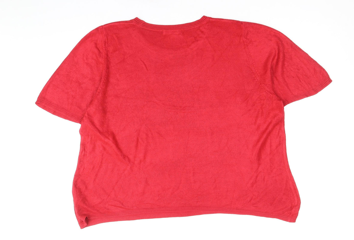 Marks and Spencer Womens Red Scoop Neck Acrylic Pullover Jumper Size 18