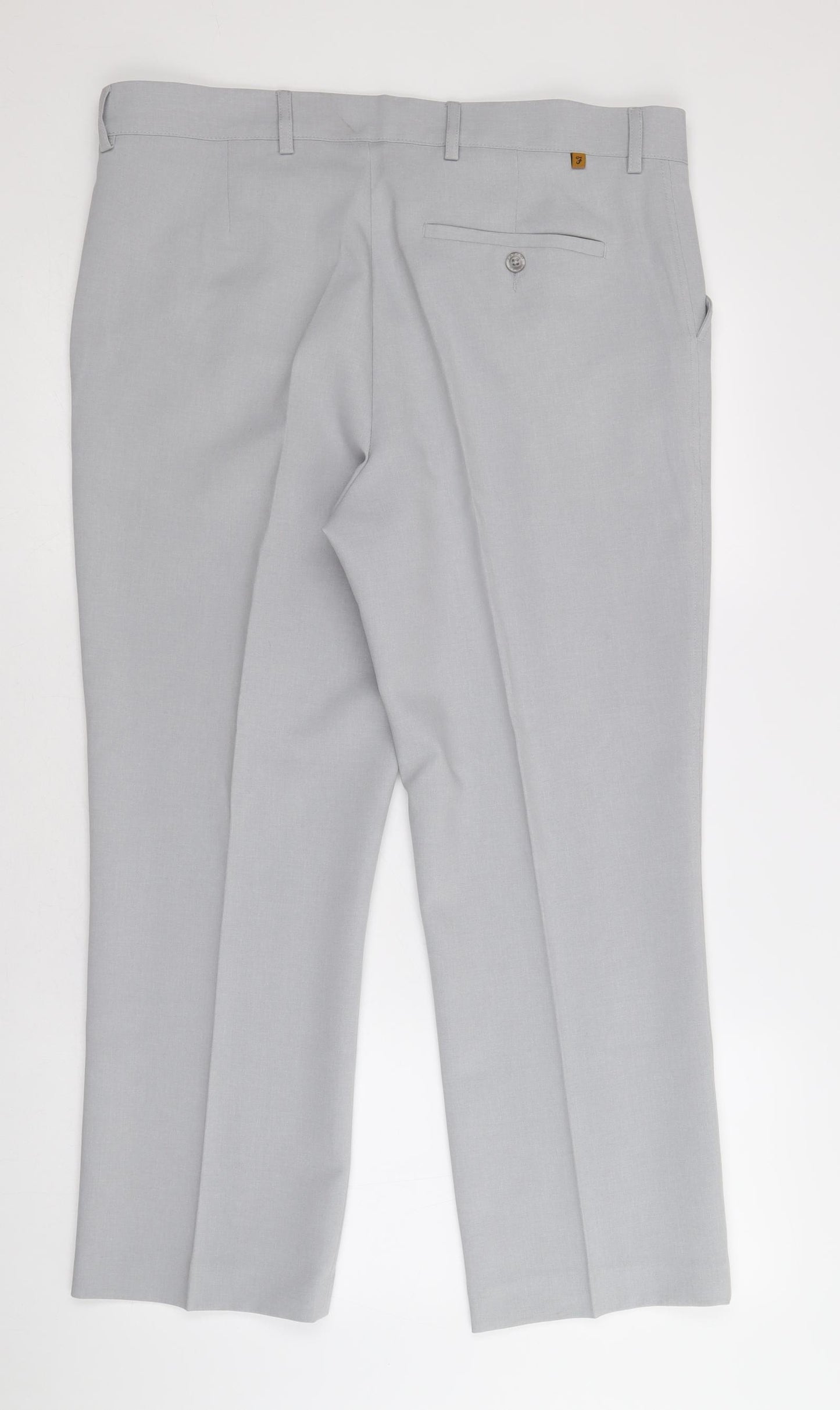 Farah Mens Grey Polyester Trousers Size 36 in Regular Zip