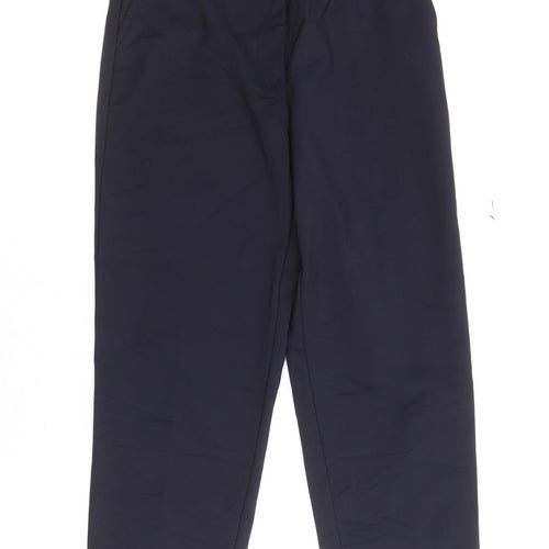 marks and Womens Blue Cotton Trousers Size 8 Regular Zip