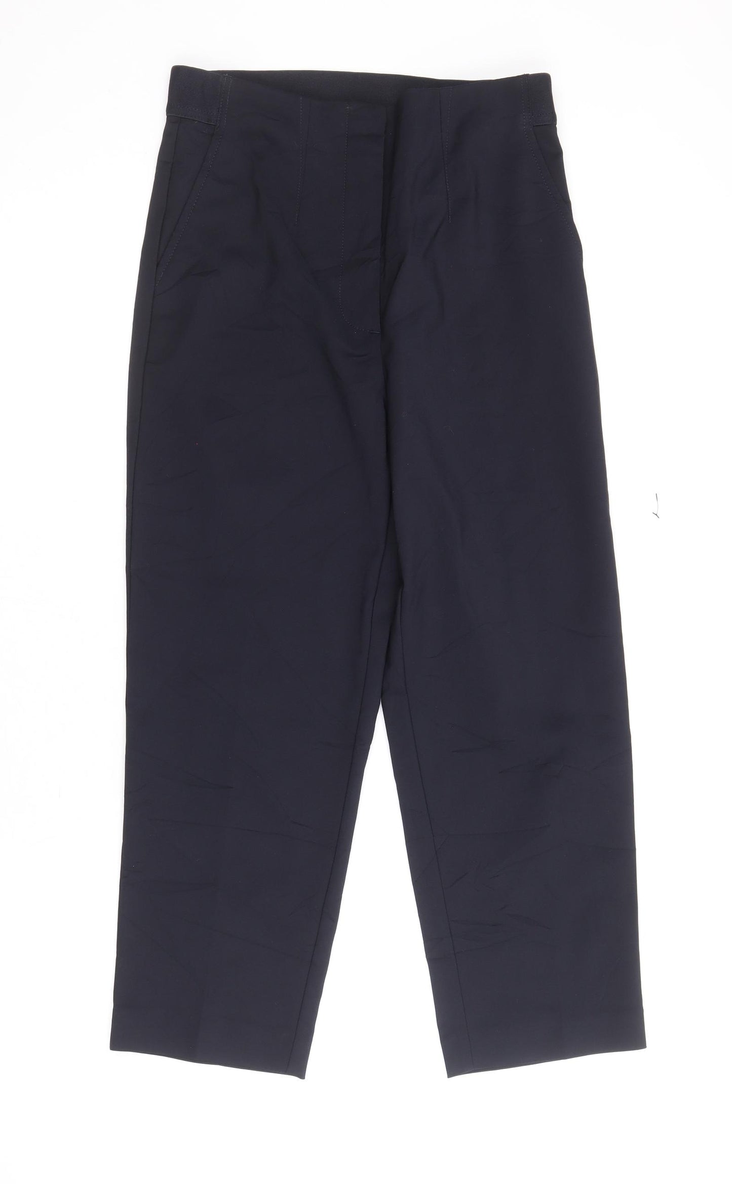 marks and Womens Blue Cotton Trousers Size 8 Regular Zip