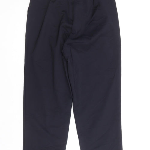 marks and Womens Blue Cotton Trousers Size 8 Regular Zip