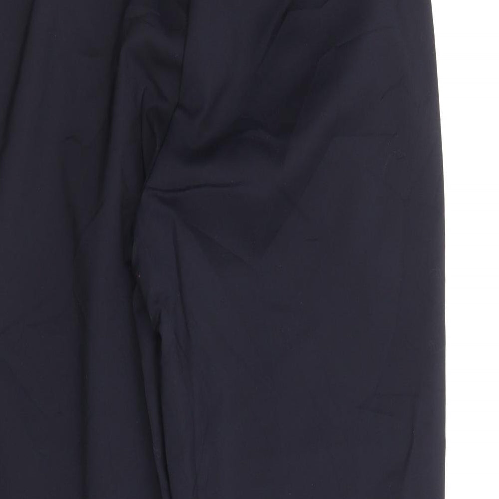 marks and Womens Blue Cotton Trousers Size 8 Regular Zip
