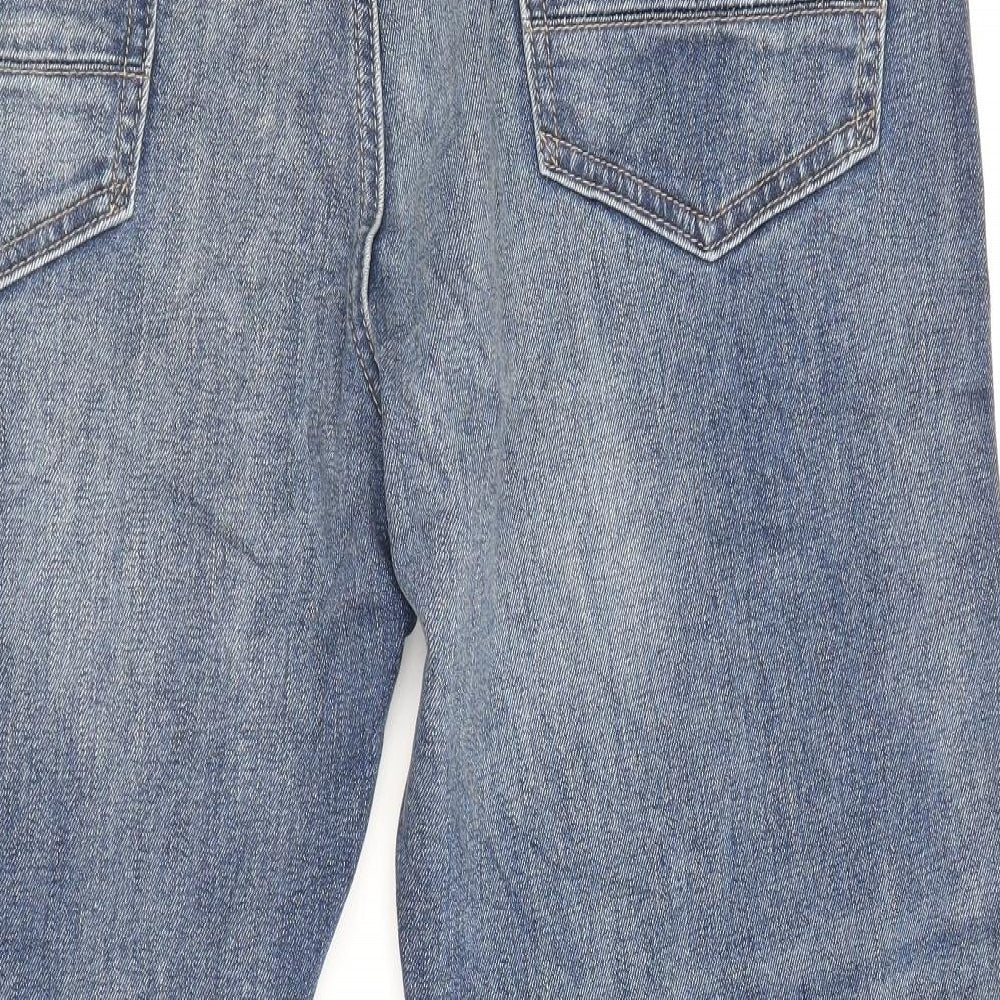 Marks and Spencer Mens Blue Cotton Tapered Jeans Size 38 in Regular Zip - Short Length