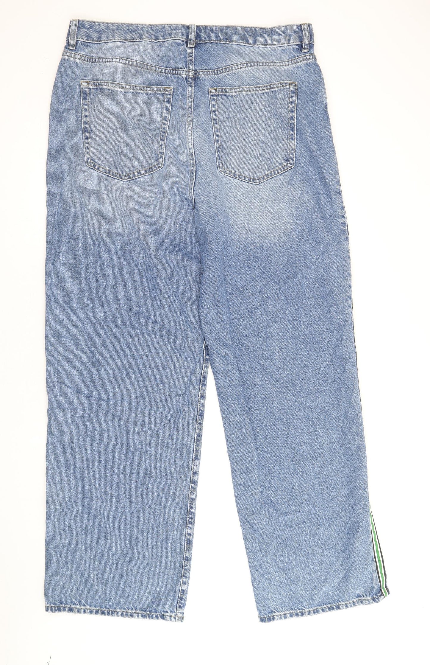 Marks and Spencer Womens Blue Cotton Straight Jeans Size 18 Regular Zip