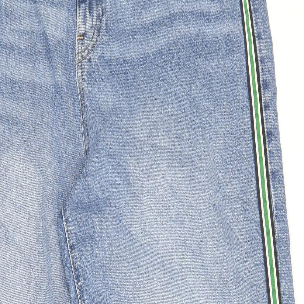 Marks and Spencer Womens Blue Cotton Straight Jeans Size 18 Regular Zip