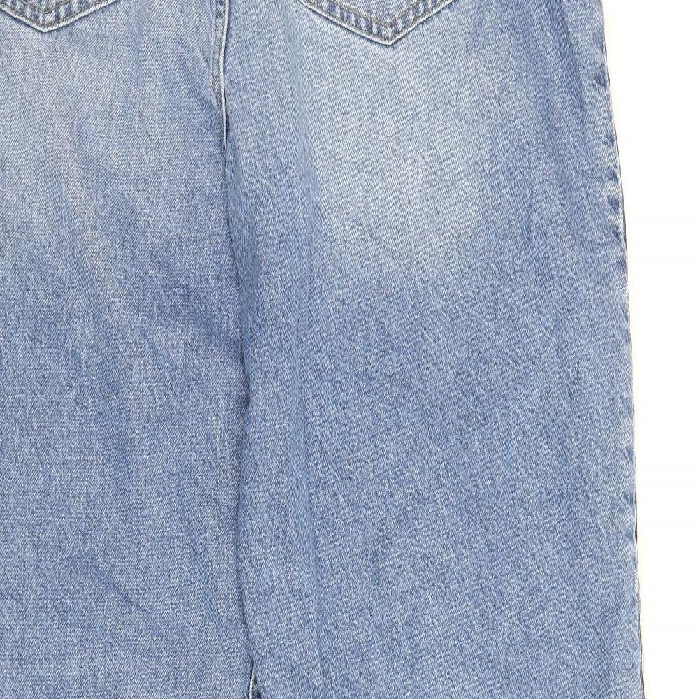 Marks and Spencer Womens Blue Cotton Straight Jeans Size 18 Regular Zip