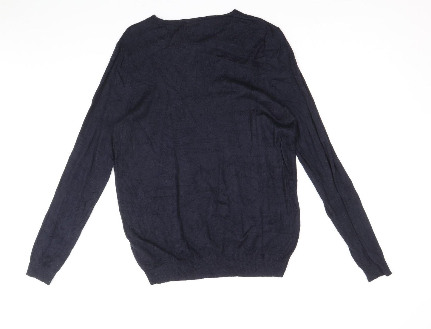 Warehouse Womens Blue Scoop Neck Viscose Pullover Jumper Size 14