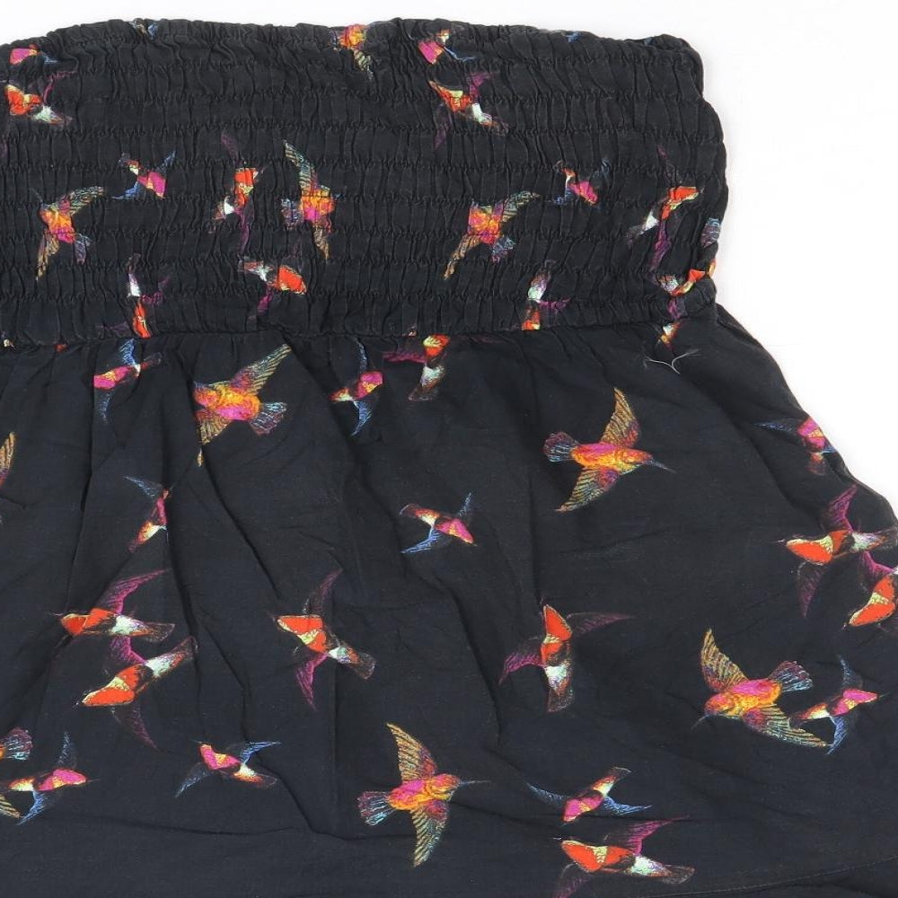 NEXT Womens Black Geometric 100% Cotton Mini Size 18 Off the Shoulder Pullover - Shirred Top