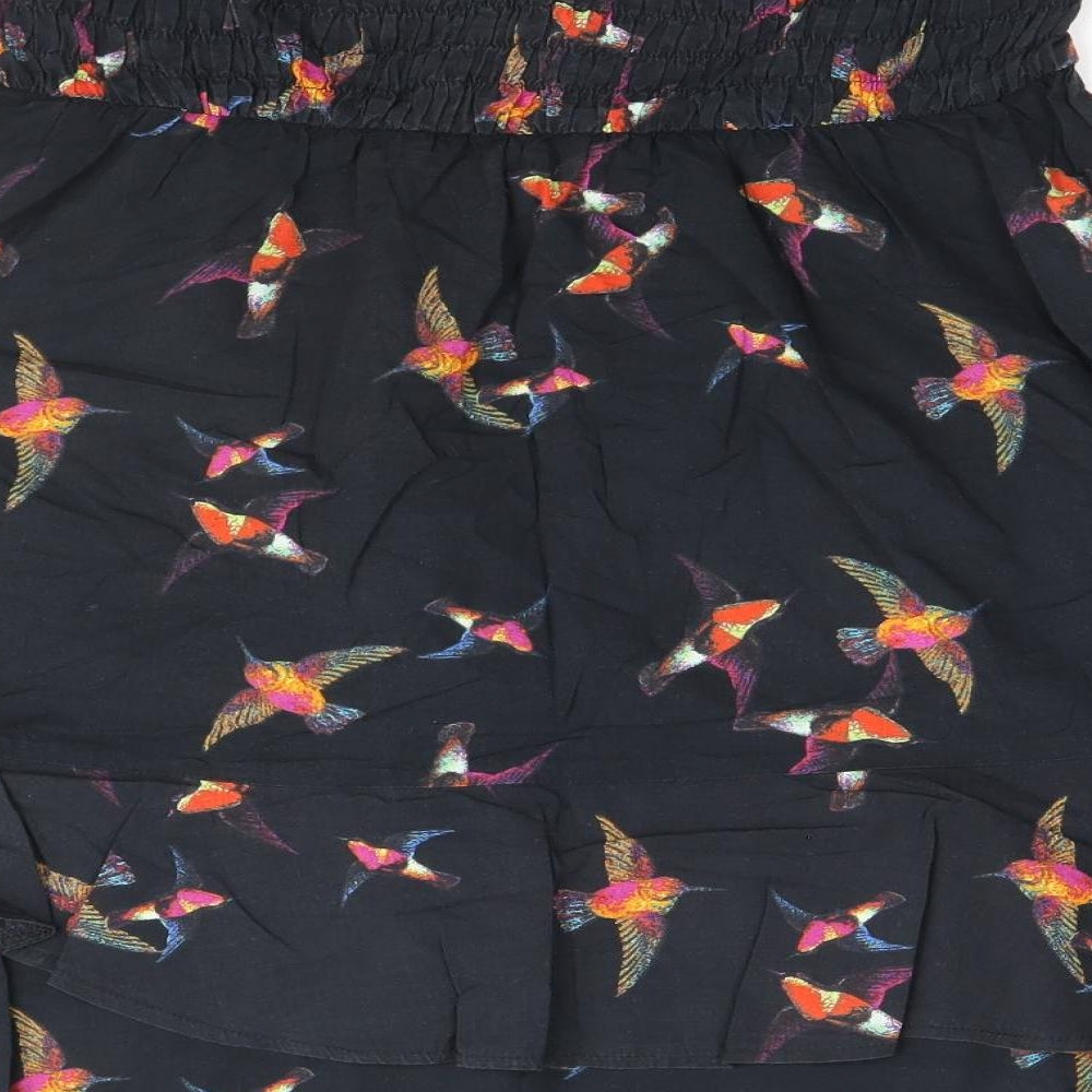 NEXT Womens Black Geometric 100% Cotton Mini Size 18 Off the Shoulder Pullover - Shirred Top