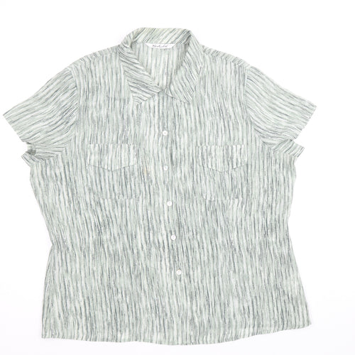Bertex Womens Green Geometric Polyester Basic Button-Up Size 18 Collared