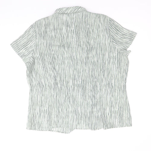 Bertex Womens Green Geometric Polyester Basic Button-Up Size 18 Collared