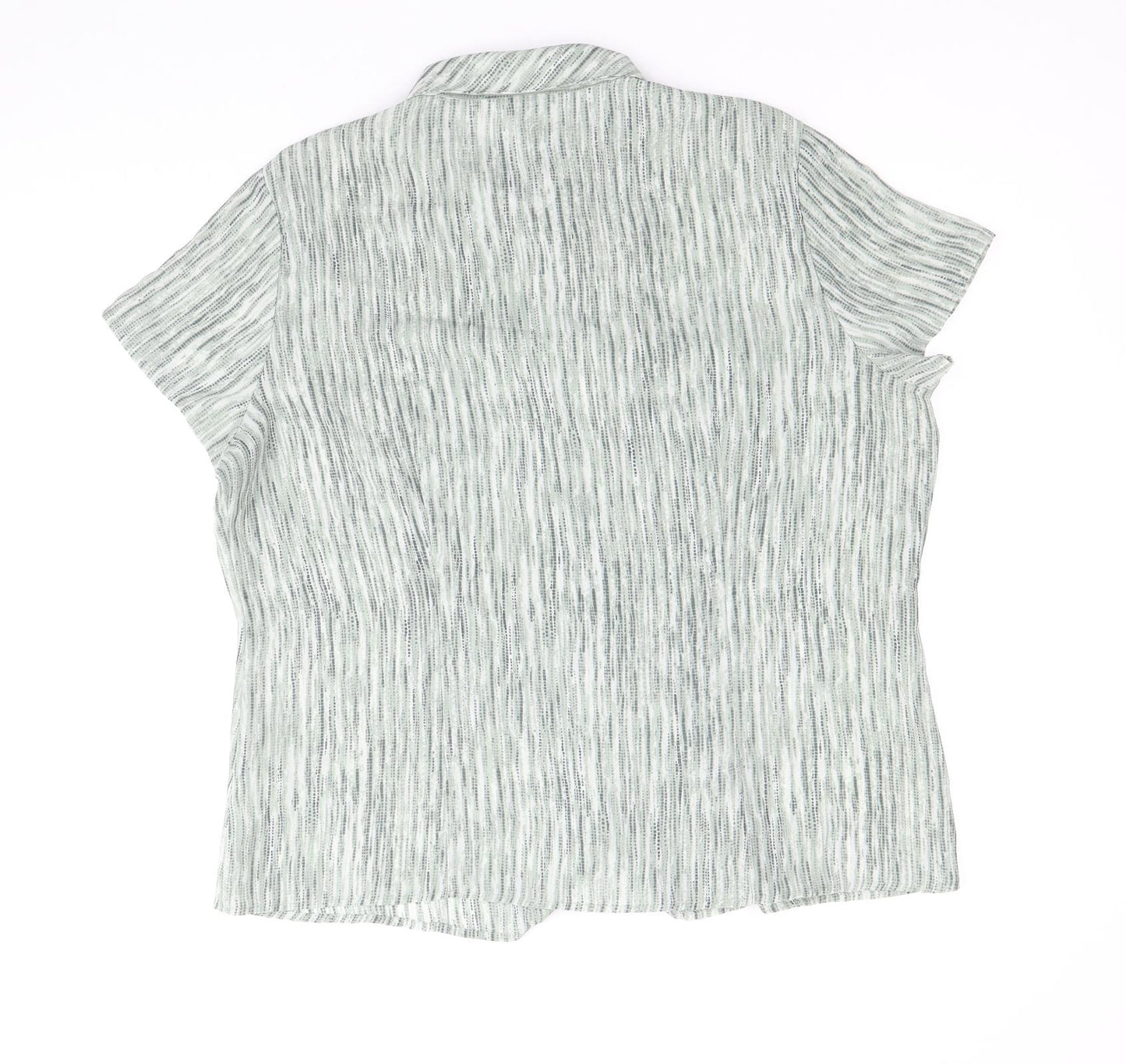 Bertex Womens Green Geometric Polyester Basic Button-Up Size 18 Collared