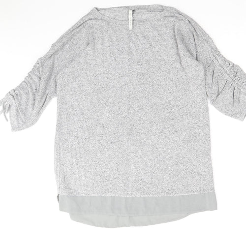 Maison De Nimes Womens Grey Boat Neck Polyester Pullover Jumper Size 14 - Chiffon Hem