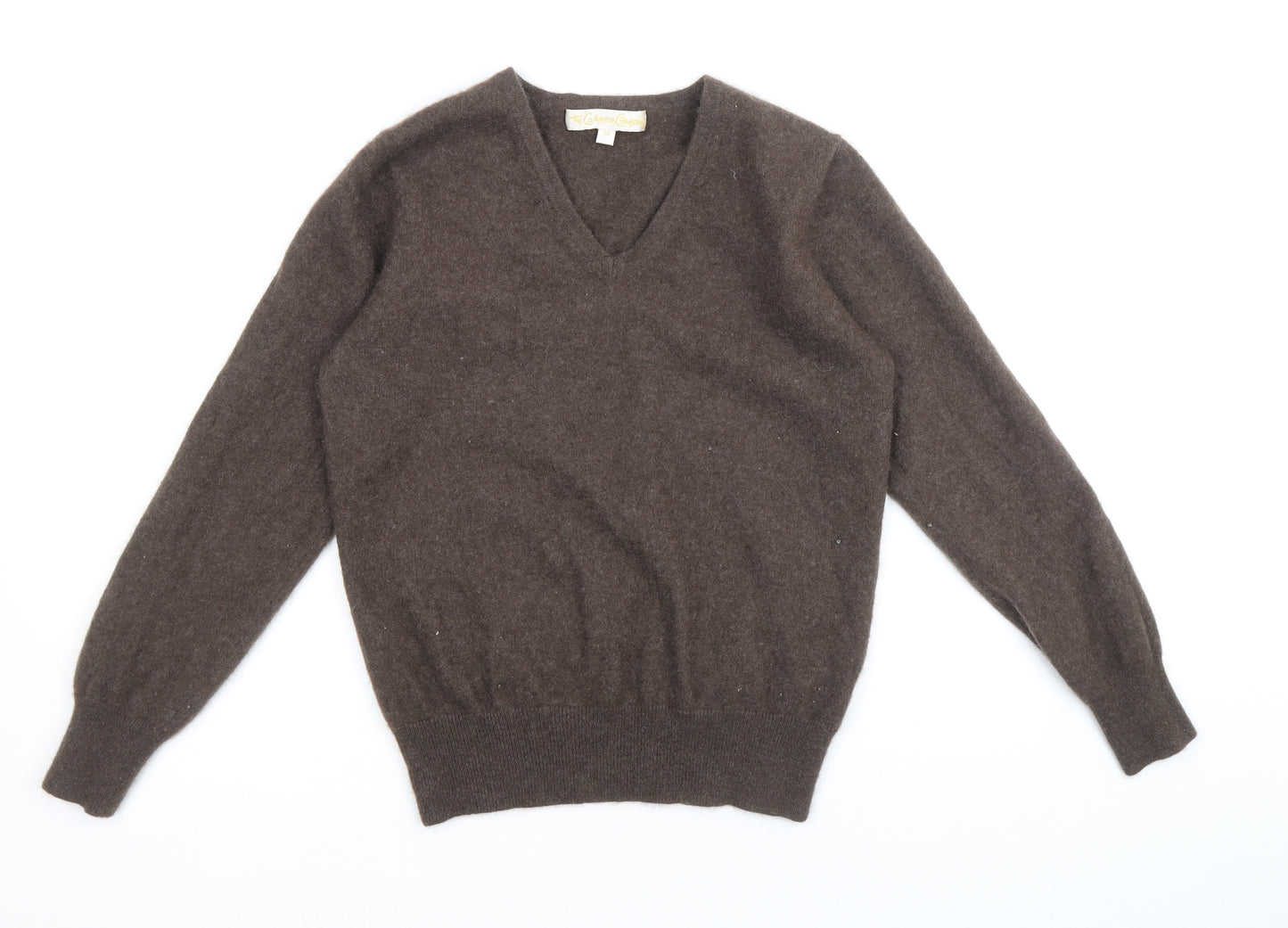 The Cashmere Company Womens Brown V-Neck 100% Cashmere Pullover Jumper Size 6