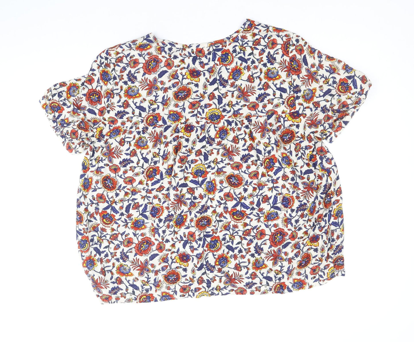 Damart Womens Multicoloured Floral Viscose Basic T-Shirt Size 18 V-Neck