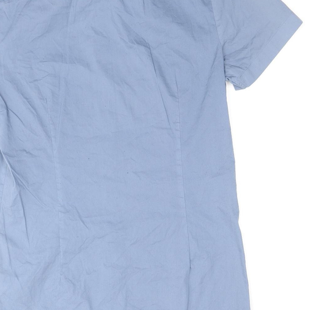 Burton Mens Blue Cotton Dress Shirt Size 14.5 Collared Button