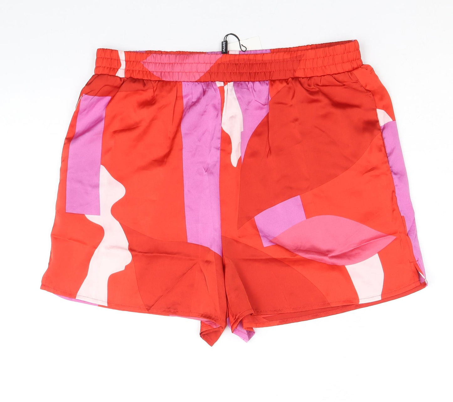 Lola May Womens Red Geometric Polyester Bermuda Shorts Size 14 Regular Drawstring
