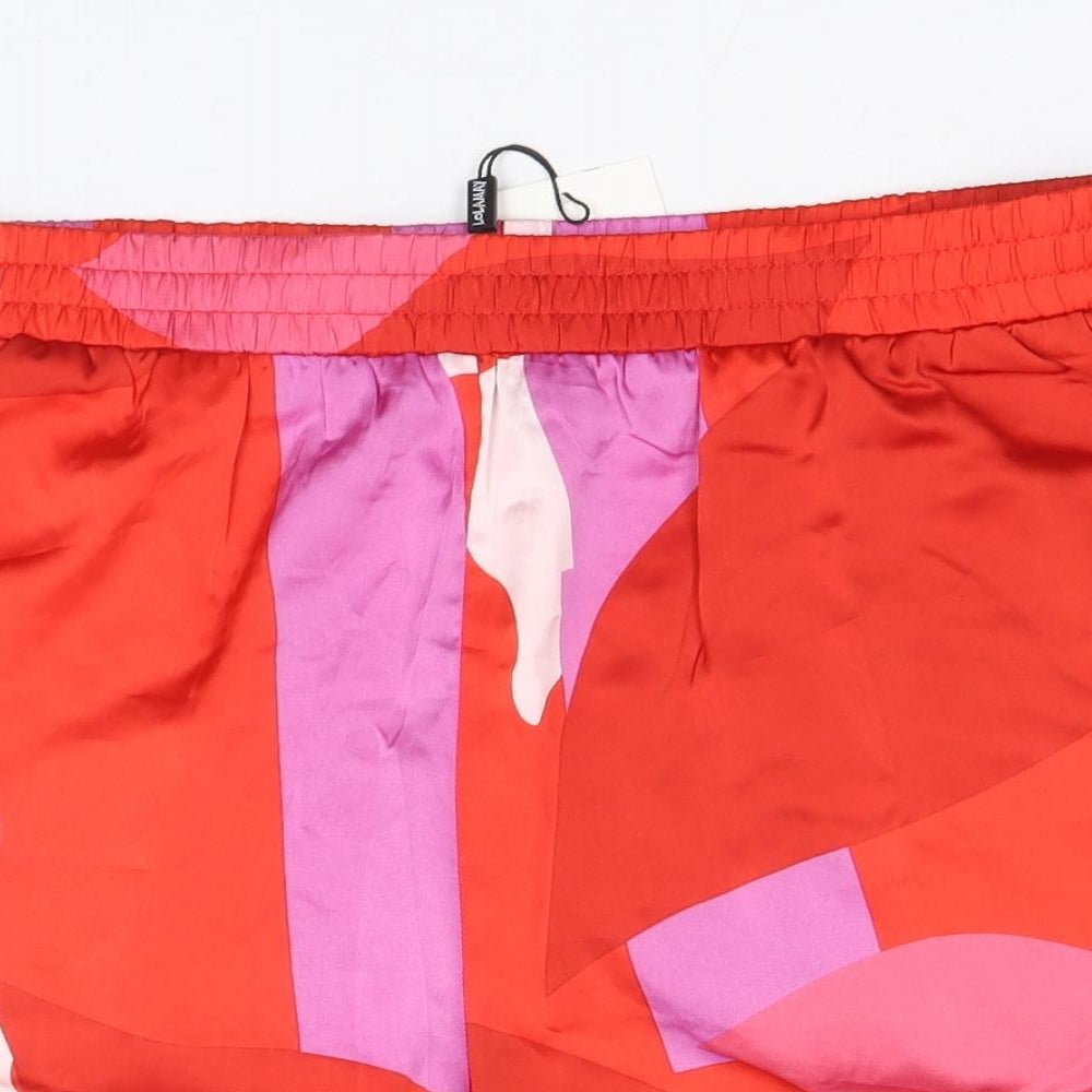 Lola May Womens Red Geometric Polyester Bermuda Shorts Size 14 Regular Drawstring