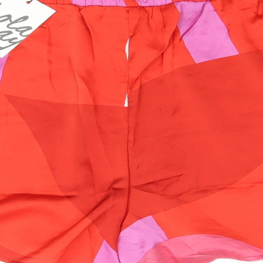 Lola May Womens Red Geometric Polyester Bermuda Shorts Size 14 Regular Drawstring