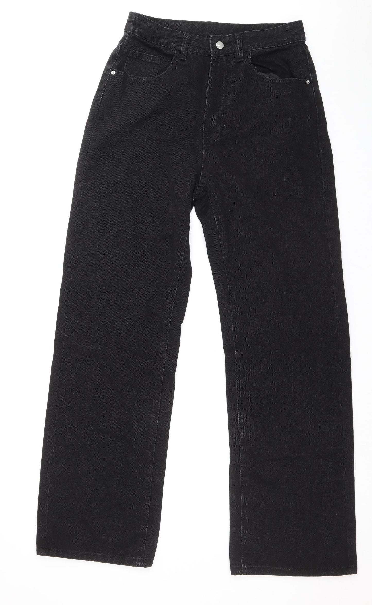 SheIn Womens Black Cotton Straight Jeans Size M Regular Zip