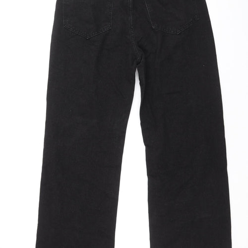 SheIn Womens Black Cotton Straight Jeans Size M Regular Zip