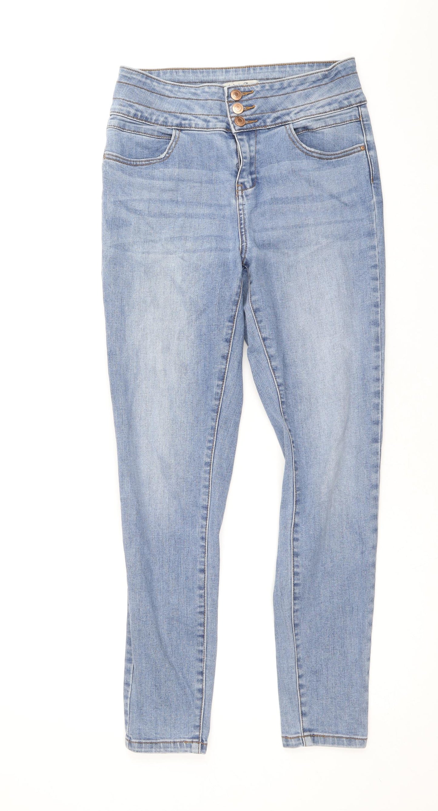 Denim & Co. Womens Blue Cotton Skinny Jeans Size 12 Regular Zip