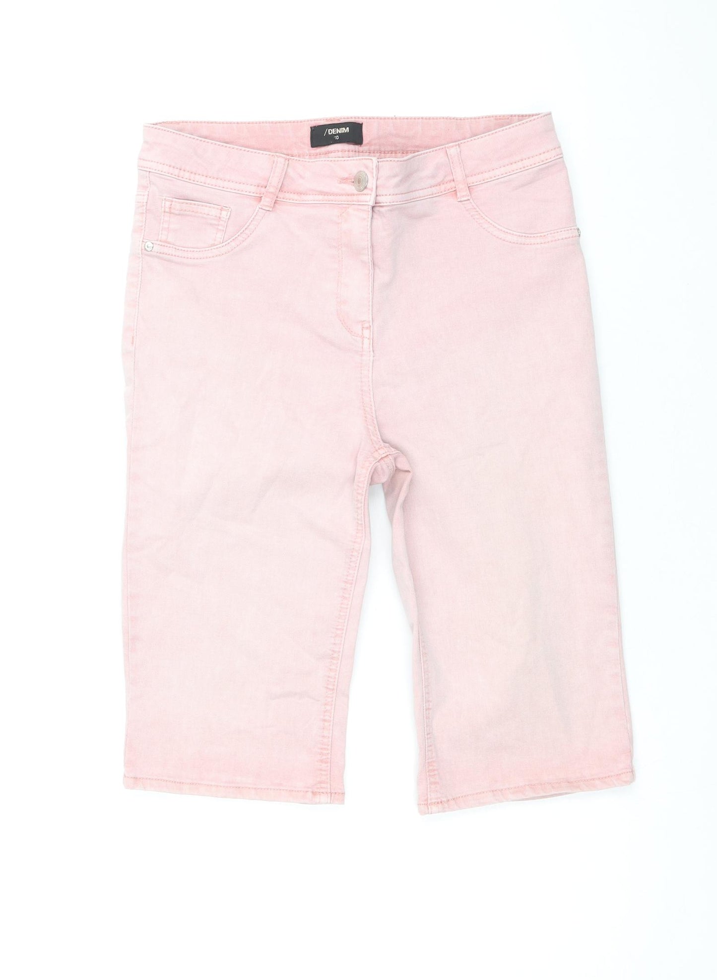 Matalan Womens Pink Cotton Cropped Jeans Size 10 Regular Zip