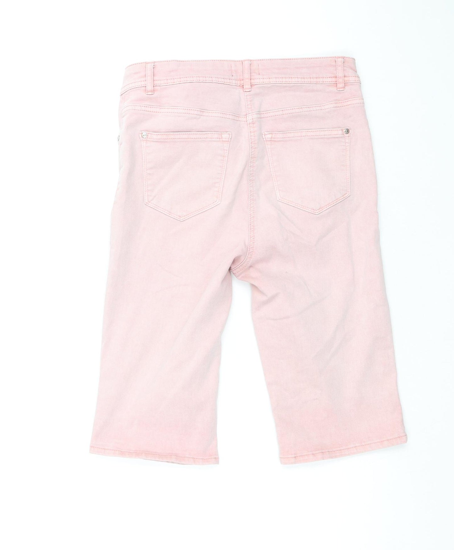 Matalan Womens Pink Cotton Cropped Jeans Size 10 Regular Zip