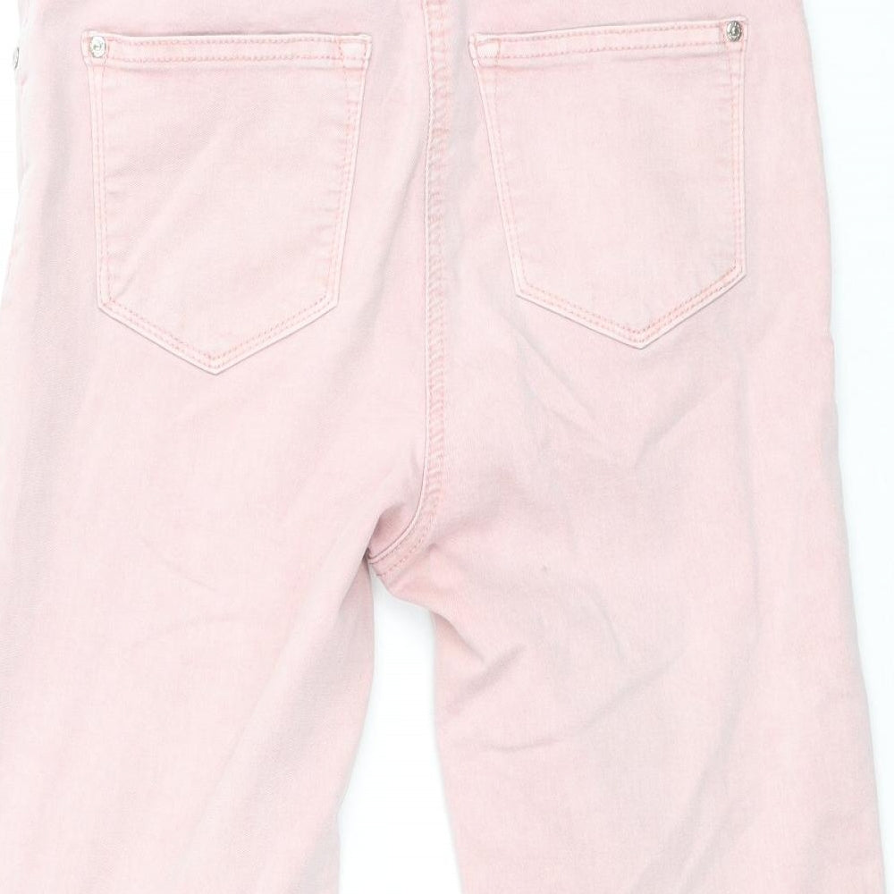 Matalan Womens Pink Cotton Cropped Jeans Size 10 Regular Zip