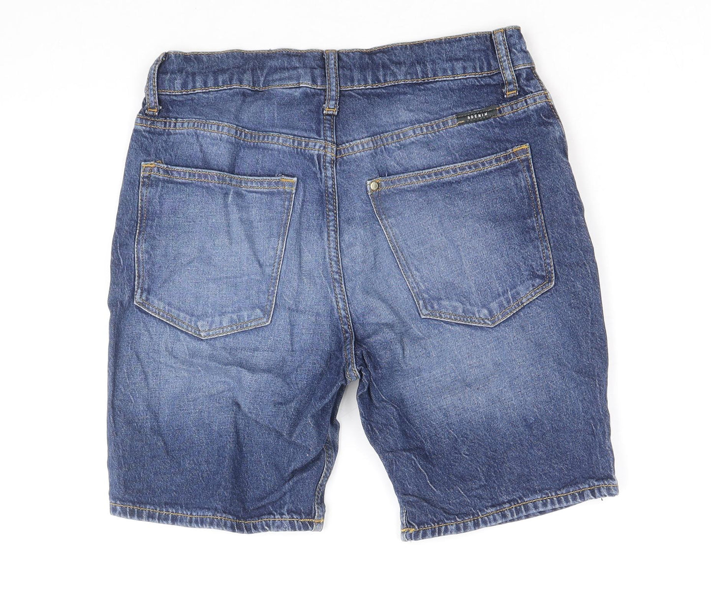 H&M Boys Blue Cotton Bermuda Shorts Size 10-11 Years Regular Zip - Distressed