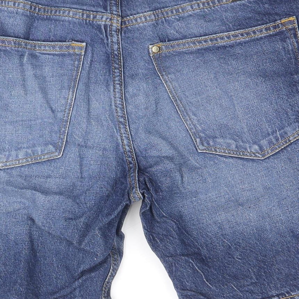 H&M Boys Blue Cotton Bermuda Shorts Size 10-11 Years Regular Zip - Distressed