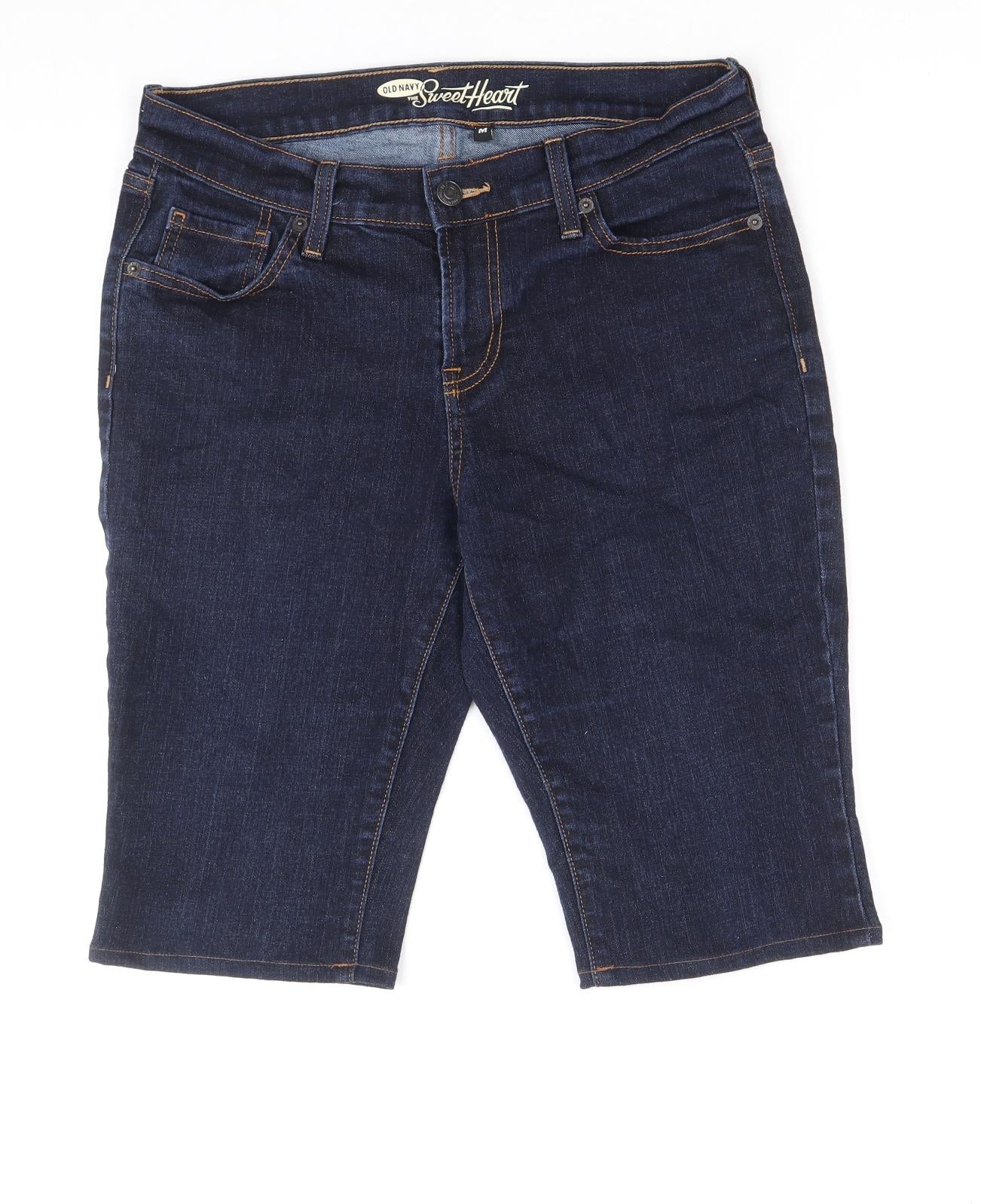 Old Navy Womens Blue Cotton Skimmer Shorts Size 10 Regular Zip