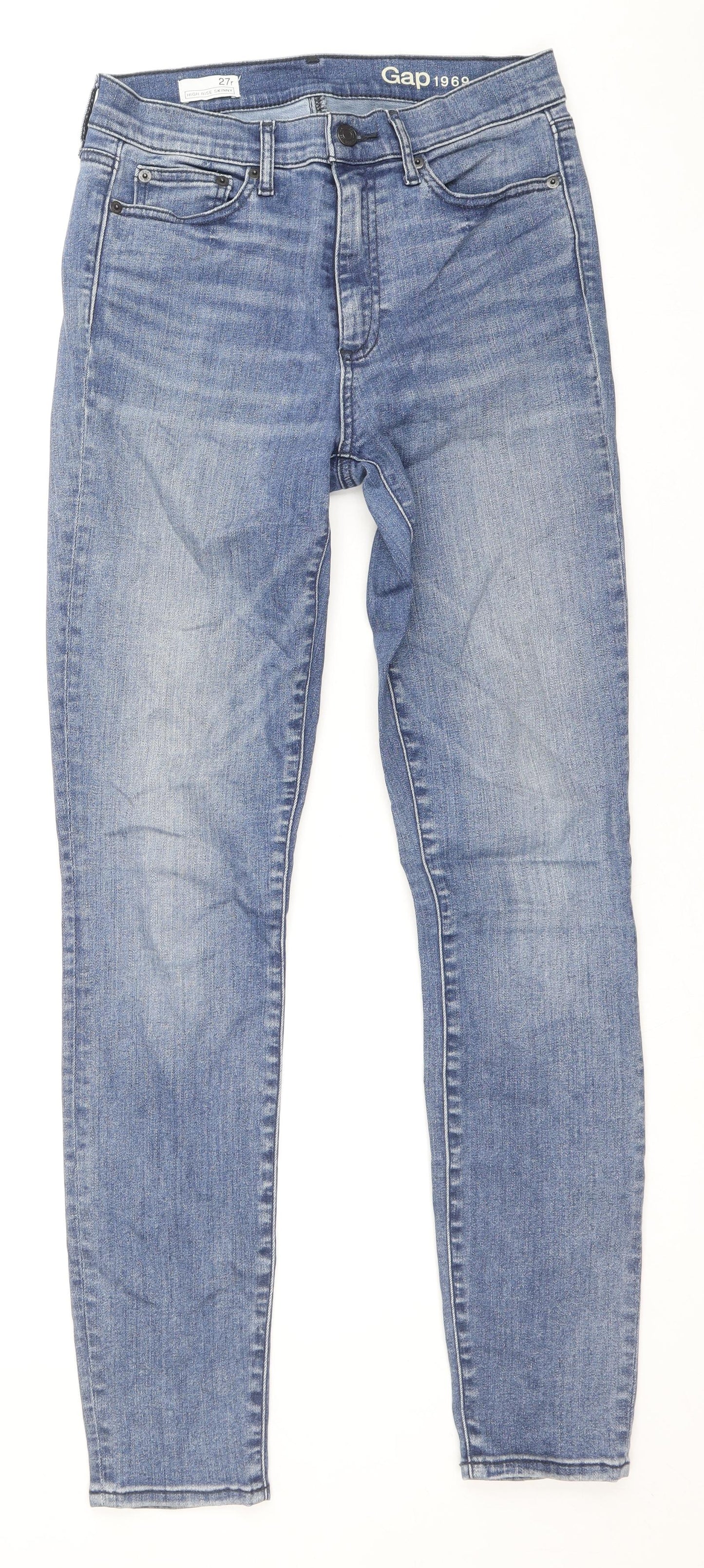 Gap Womens Blue Cotton Skinny Jeans Size 27 in Regular Zip