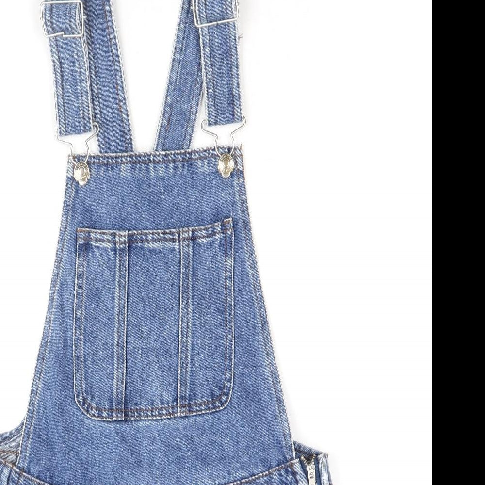 Denim & Co. Womens Black Cotton Dungaree One-Piece Size 10 Zip