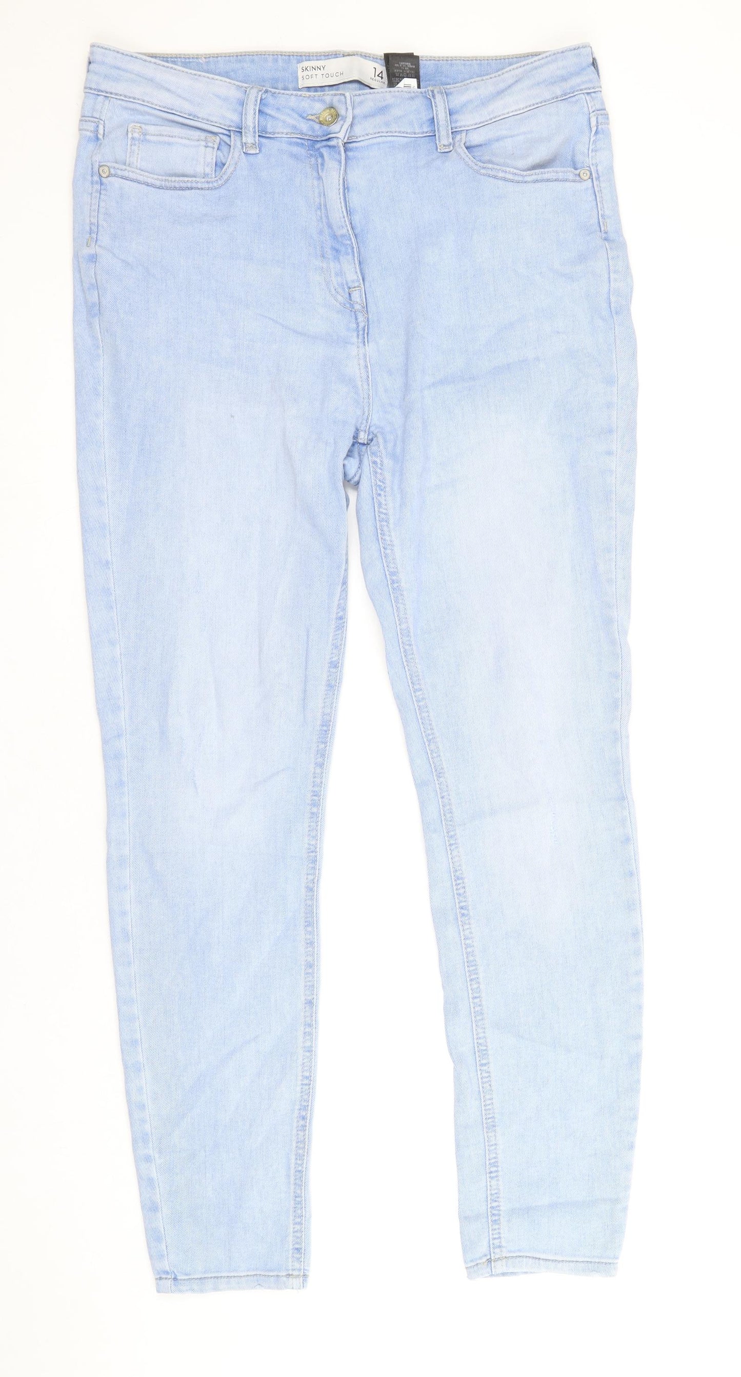 NEXT Womens Blue Cotton Skinny Jeans Size 14 Regular Zip