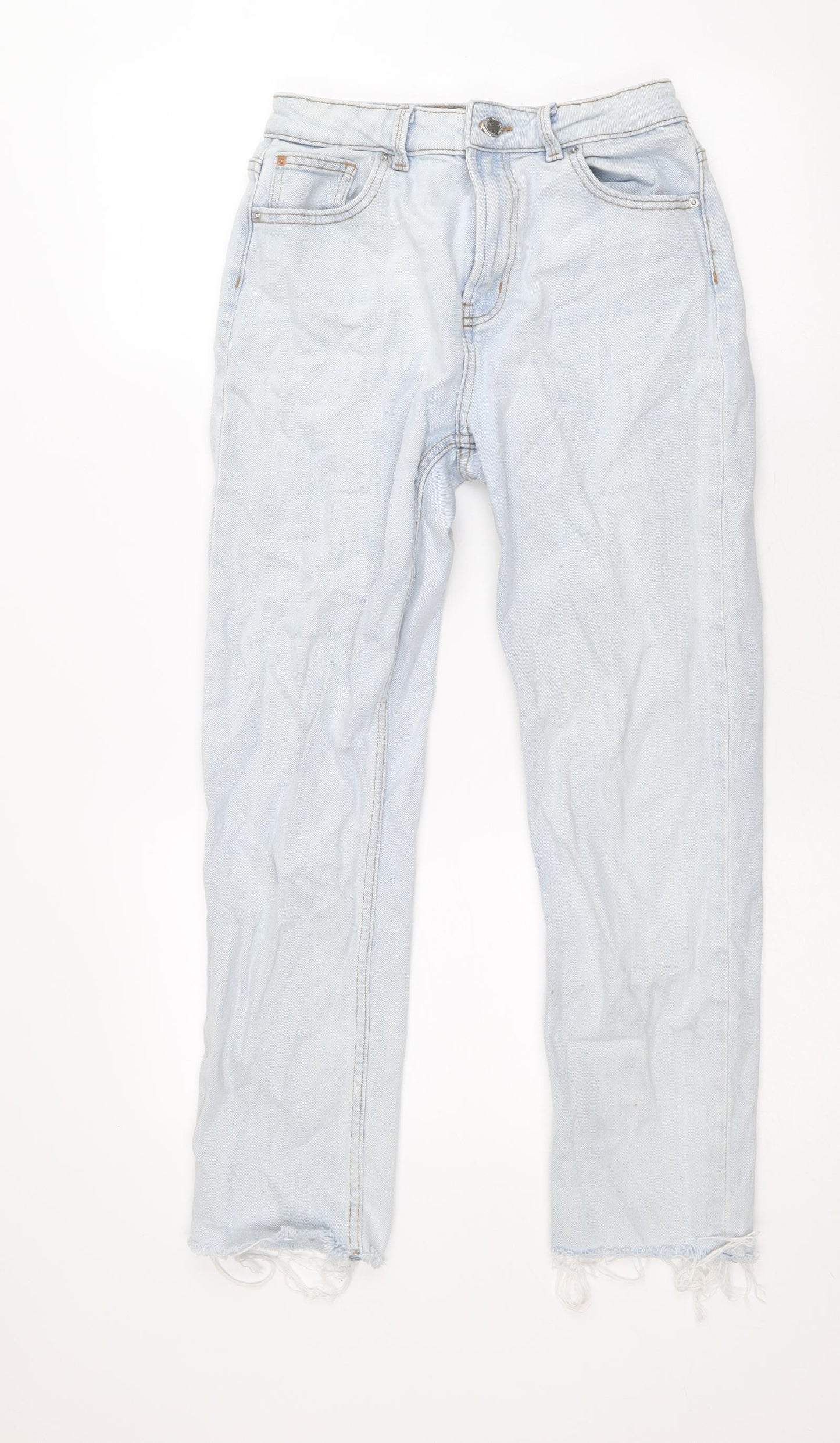 Denim & Co. Womens Blue Cotton Straight Jeans Size 12 Regular Zip