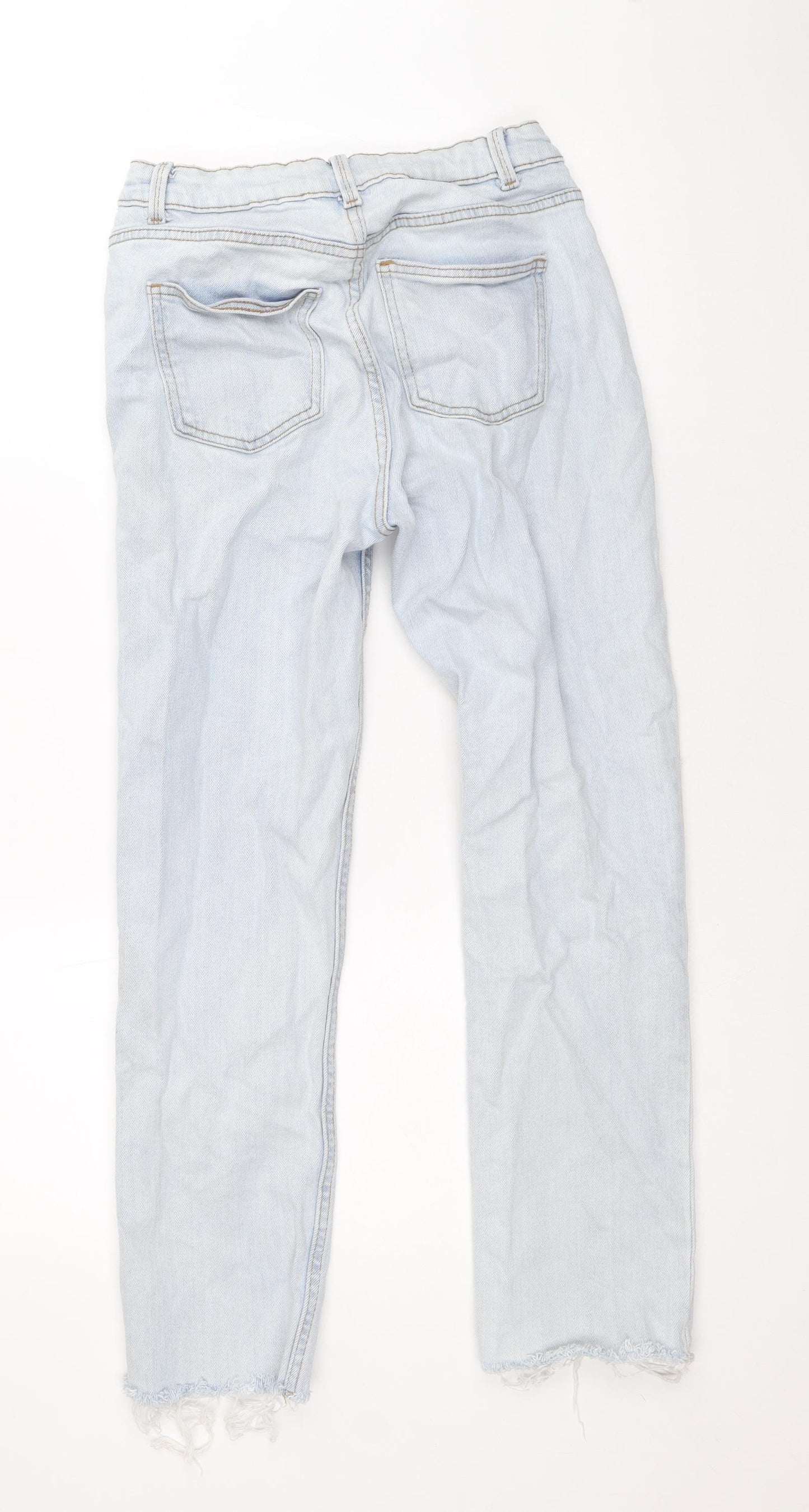 Denim & Co. Womens Blue Cotton Straight Jeans Size 12 Regular Zip