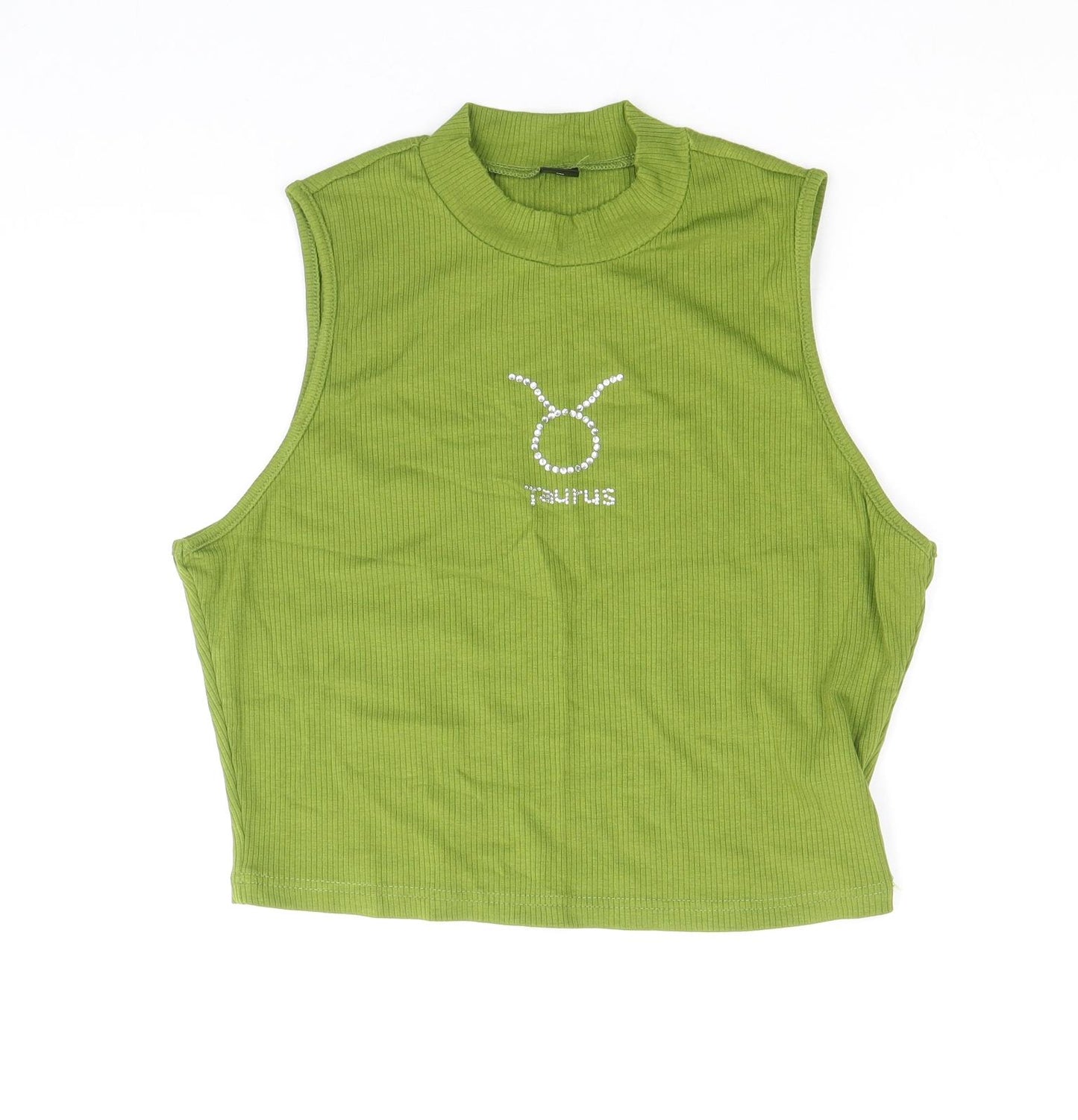 SheIn Womens Green Elastane Basic Tank Size XL Round Neck - Taurus