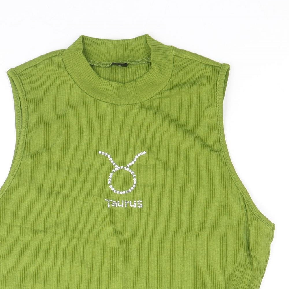 SheIn Womens Green Elastane Basic Tank Size XL Round Neck - Taurus