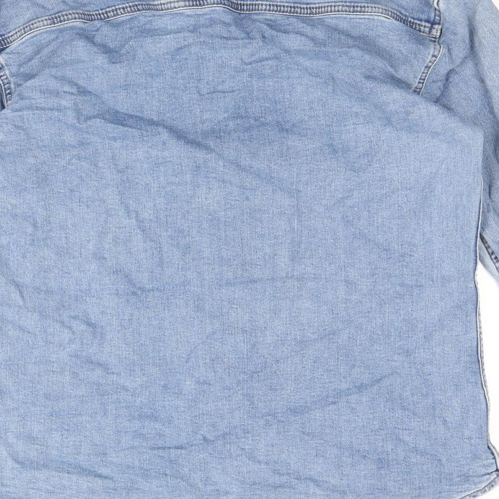 Topman Mens Blue Cotton Button-Up Size M Collared Button
