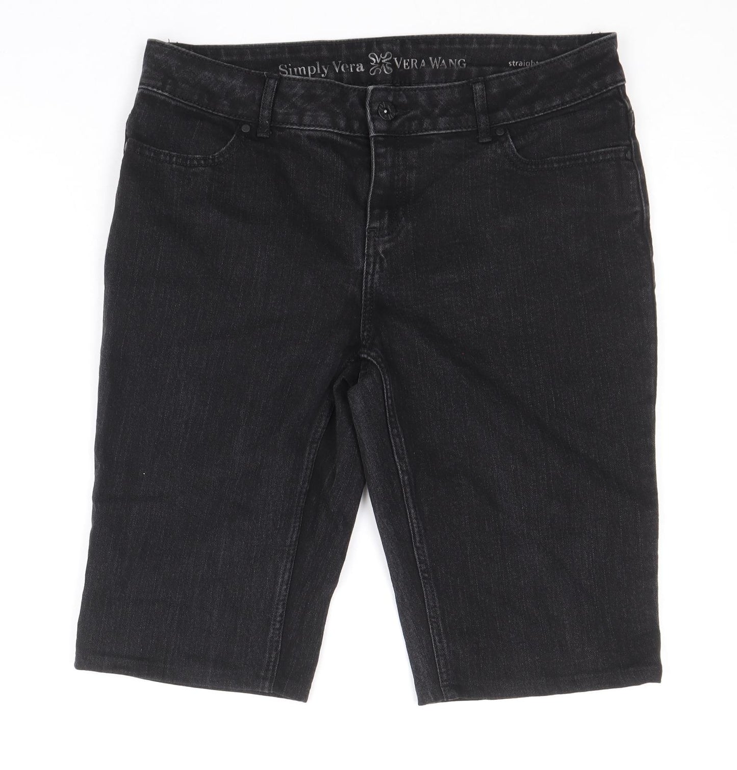 Vera Womens Black Cotton Skimmer Shorts Size XL Regular Zip