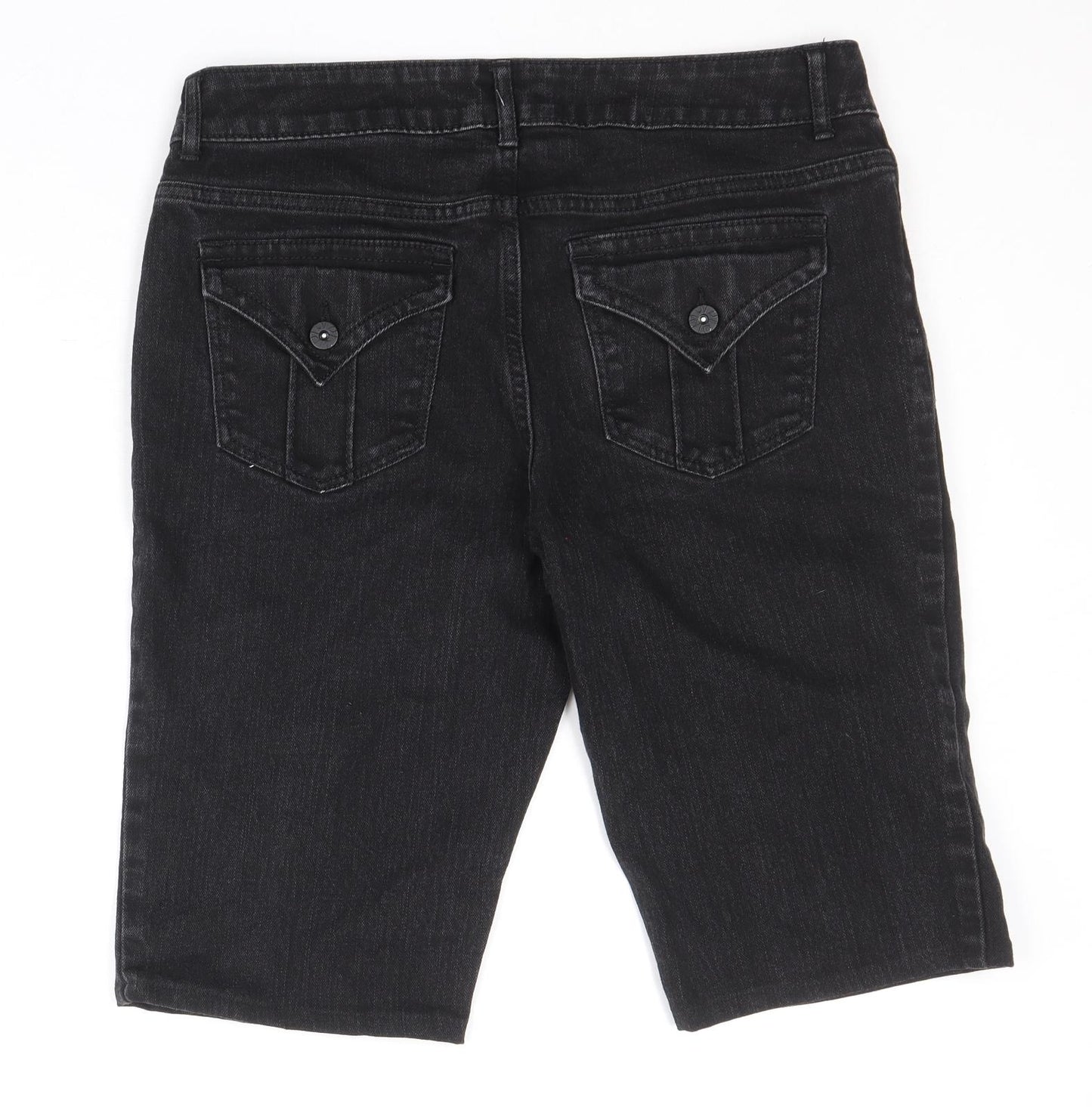 Vera Womens Black Cotton Skimmer Shorts Size XL Regular Zip
